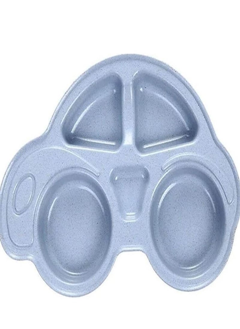 Brain Giggles Car Shape Baby Food Plate with Anti-Slip Base and Cutlery Set - Mess-Free Mealtime Fun in Attractive Packaging Ideal for Toddlers and Kids (Blue)
