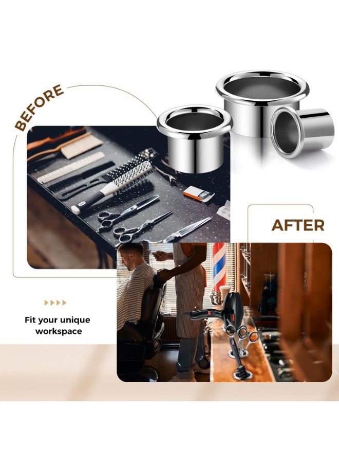 KISSUN 3 Pcs Hair Dryer Holder Insert Curling Iron Holder Stainless Steel Salon Station Appliance Hair Styling Tool Tube Comb Organizer for Hairdresser Bathroom(Sliver,3"+2"+1.5") - Image 5