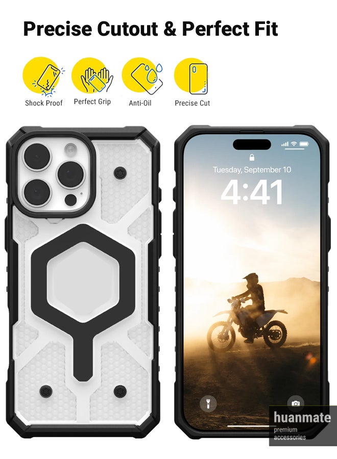 huanmate Apple iPhone 16 Pro Max MagSafe Case Black/Clear- High Quality Strong Magnet, Wireless Charging Compatible, Shockproof Protection, Ultra Slim Anti-Scratch Magnetic Cover for Apple iPhone 16 Pro Max - Image 2