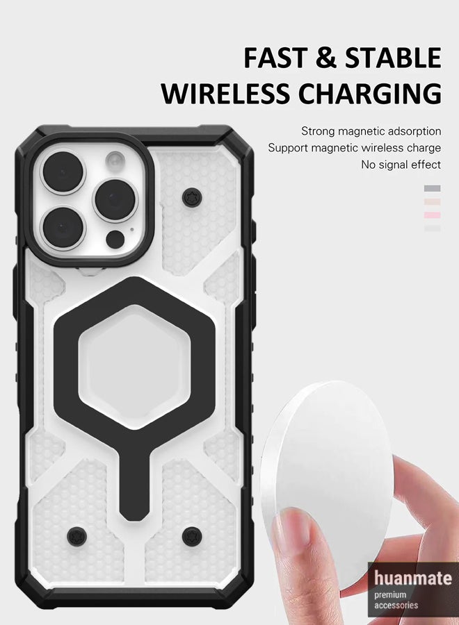 huanmate Apple iPhone 16 Pro Max MagSafe Case Black/Clear- High Quality Strong Magnet, Wireless Charging Compatible, Shockproof Protection, Ultra Slim Anti-Scratch Magnetic Cover for Apple iPhone 16 Pro Max - Image 3