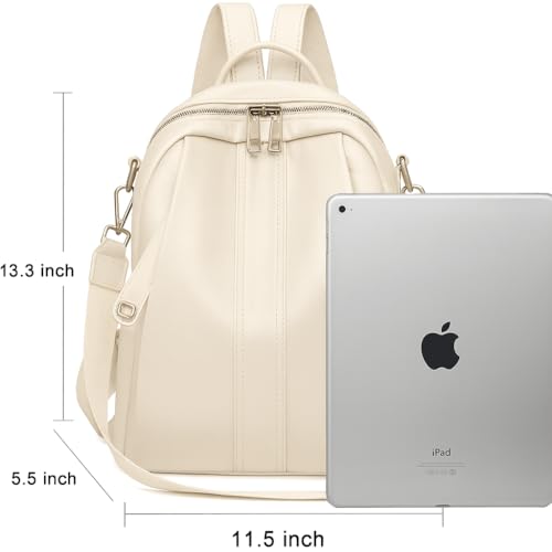 MUCHOVA Stylish Anti Theft Women's Fashion Backpack | Sling | Shoulder | Handbag | Ladies Purse | College Bag for Girls | Crossbody | Casual | Daypack (Cream) - Image 3