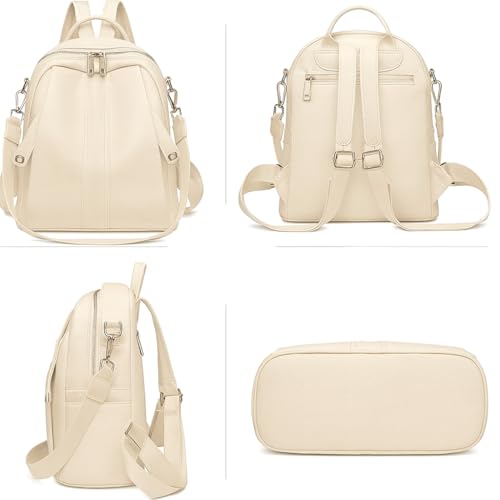 MUCHOVA Stylish Anti Theft Women's Fashion Backpack | Sling | Shoulder | Handbag | Ladies Purse | College Bag for Girls | Crossbody | Casual | Daypack (Cream) - Image 4