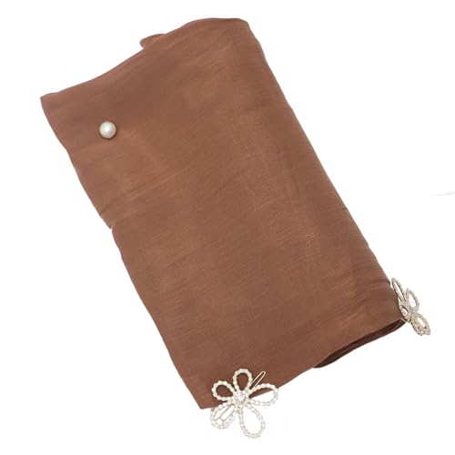 HURESON Women Premium Hijab Head Scarf Lightweight Shimmer Scarves Crepe Wedding Shawls and Wraps for Evening Dresses Shiny (Brown 9#) - Image 5