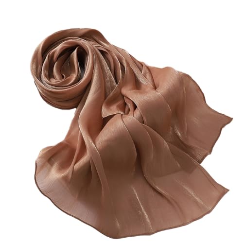 HURESON Women Premium Hijab Head Scarf Lightweight Shimmer Scarves Crepe Wedding Shawls and Wraps for Evening Dresses Shiny (Brown 9#) - Image 1