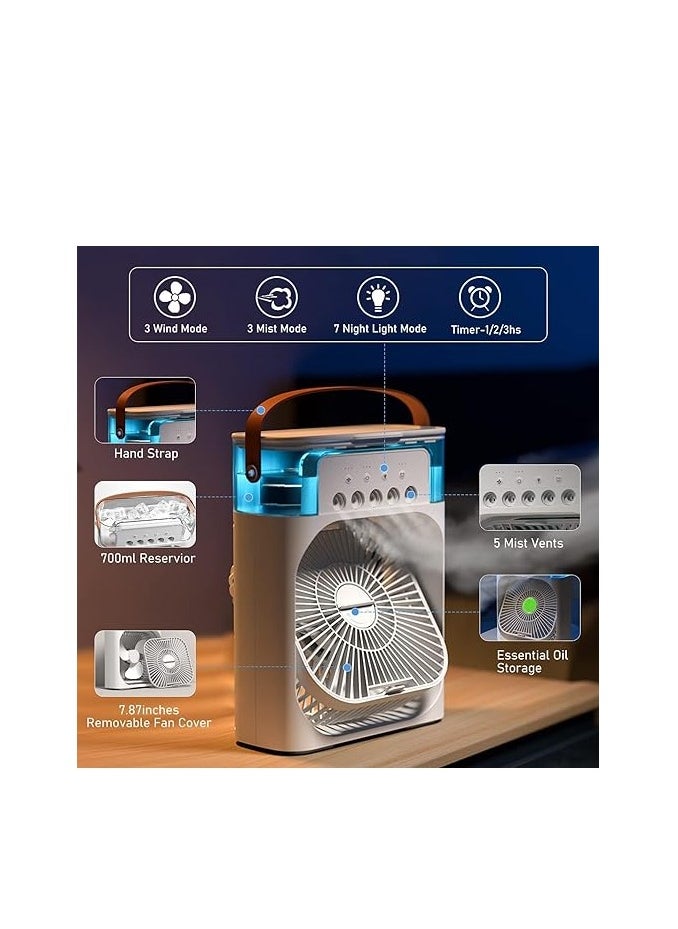 Wtrtr Portable Air Conditioners,700ml Mini Evaporative Cooler,USB Personal Conditioner with 7 LED Light，AC Cooling Fan for car Home Office Room  - Image 2