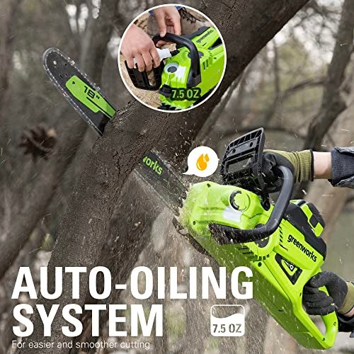 Greenworks 40V 18" Brushless Cordless Chainsaw (Great For Tree Felling, Limbing, Pruning, and Firewood / 75+ Compatible Tools), Tool Only - Image 5