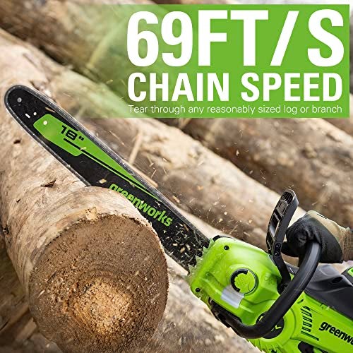 Greenworks 40V 18" Brushless Cordless Chainsaw (Great For Tree Felling, Limbing, Pruning, and Firewood / 75+ Compatible Tools), Tool Only - Image 4