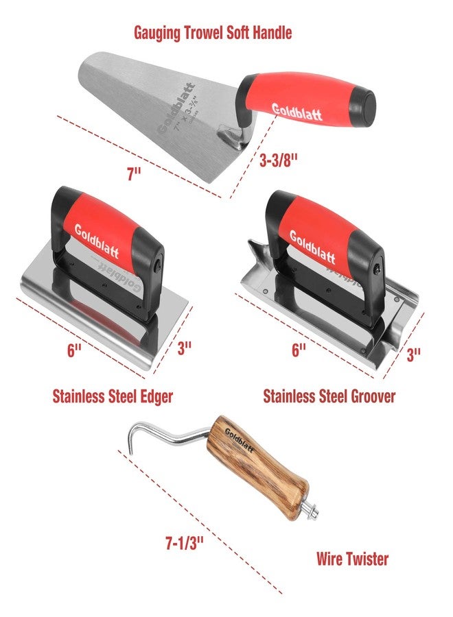 Goldblatt 8 Pieces Masonry Hand Tool Set Includes Finishing Trowel, Gauging Trowel, Groover, Edger, Extruded Alloy Float, Wood Float and Wire Twister, Organized in Tool Bag - Image 3