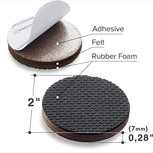 X-PROTECTOR Non Slip Furniture Pads - 8 pcs Premium Furniture Grippers 2"! Self-Adhesive Rubber Feet Furniture Feet - Ideal Non Skid Furniture Pad Floor Protectors - Keep Furniture in Place! - Image 3