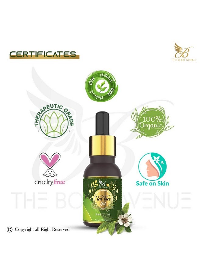The Body Avenue The Body Avenue Tea Tree Essential Oil 100% Pure & Natural for Acne, Pimple, Dandruff, Face, Hair, Skin, Aromatherapy - 15ml  - Image 5