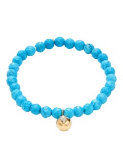 14K Yellow Gold 0.0084 TCW Diamond and Magnesite Bead Bracelet for Women One Size