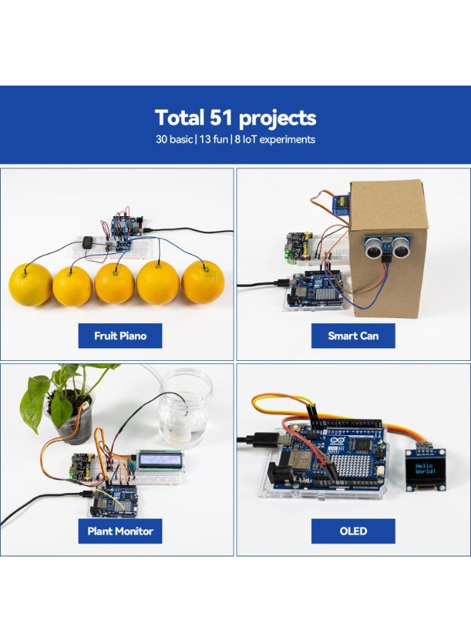 والالا مجموعة مع لوحة Arduino Uno R4 الأصلية، متوافقة مع RoHS، وبلوتوث IoT ESP32 IIC LCD1602 OLED، ومجموعة بدء تشغيل فائقة، ودروس تعليمية عبر الإنترنت ودورات فيديو للمبتدئين والمهندسين - Image 4