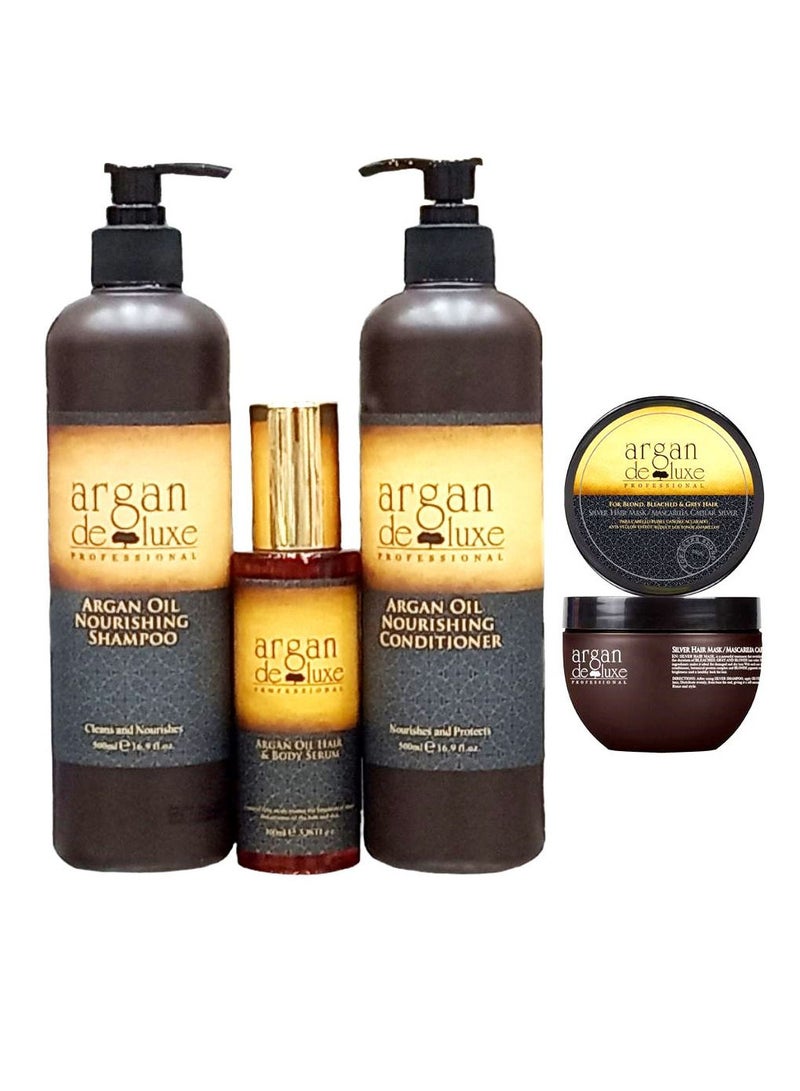 argan de luxe Shampoo Argan Oil Nourishing 500 ml Conditioner Argan Oil Nourishing  500  ml and Mask Argan Oil Nutrition Infusing 250 ml and Argan Oil Hair and Body  Serum 100 ml