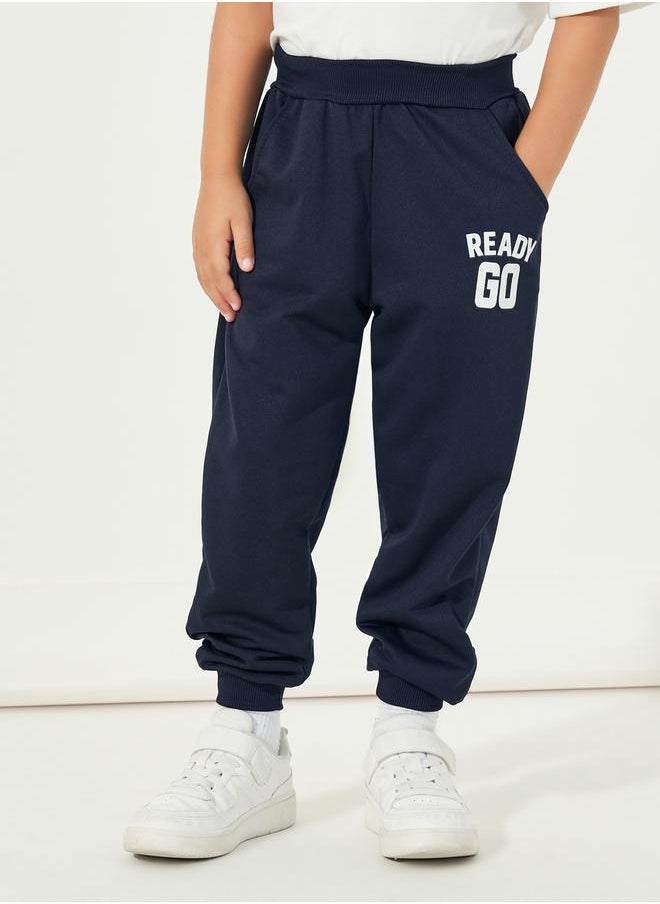 Styli - Letter Print Slant Pocket Cotton Joggers - Image 1