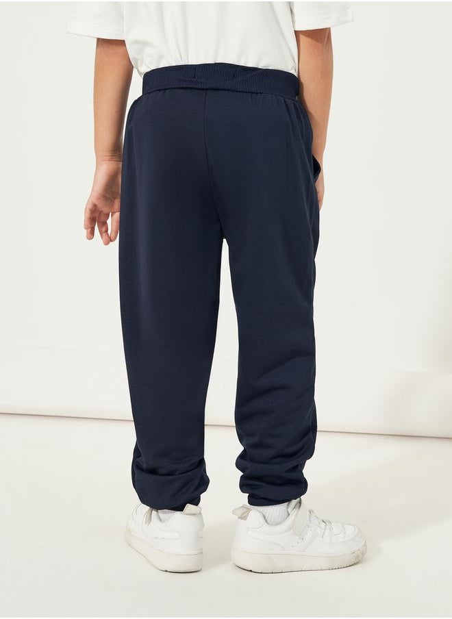 Styli - Letter Print Slant Pocket Cotton Joggers - Image 1