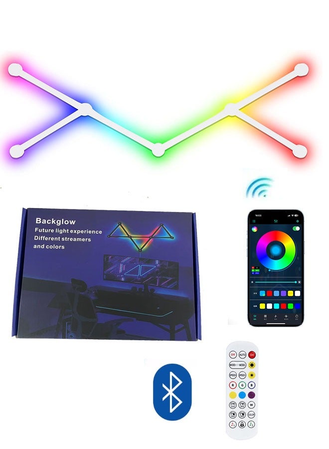 صحراء الواحة خطوط إضاءة ألعاب ذكية LED بتقنية Wi-Fi RGB، أشرطة إضاءة ديكورية إبداعية للحائط المنزلي مع أكثر من 16 مليون لون وأكثر من 40 وضع استشعار، إضاءة حائط LED لغرفة الألعاب، غرفة المعيشة، غرفة النوم، USB (9 قطع، أبيض) - Image 2