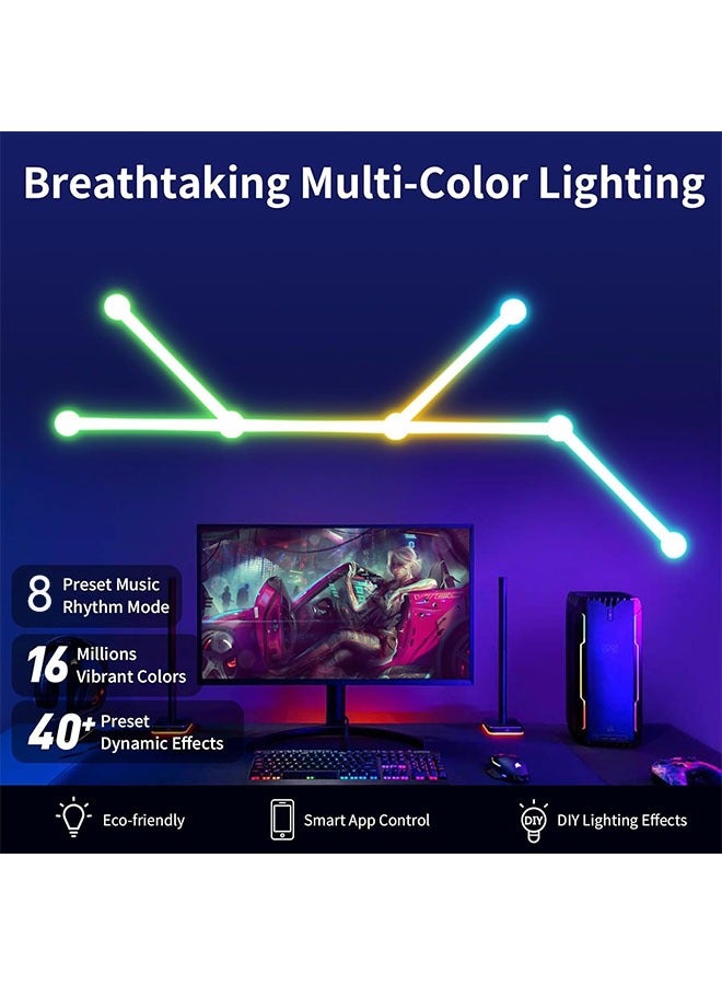 صحراء الواحة خطوط إضاءة ألعاب ذكية LED بتقنية Wi-Fi RGB، أشرطة إضاءة ديكورية إبداعية للحائط المنزلي مع أكثر من 16 مليون لون وأكثر من 40 وضع استشعار، إضاءة حائط LED لغرفة الألعاب، غرفة المعيشة، غرفة النوم، USB (9 قطع، أبيض) - Image 3