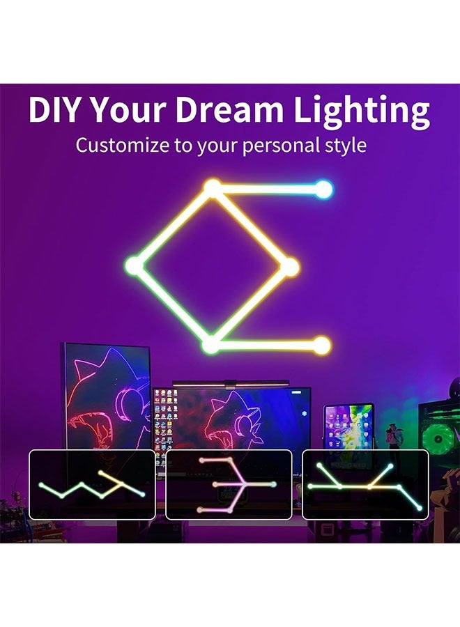 صحراء الواحة خطوط إضاءة ألعاب ذكية LED بتقنية Wi-Fi RGB، أشرطة إضاءة ديكورية إبداعية للحائط المنزلي مع أكثر من 16 مليون لون وأكثر من 40 وضع استشعار، إضاءة حائط LED لغرفة الألعاب، غرفة المعيشة، غرفة النوم، USB (9 قطع، أبيض) - Image 4