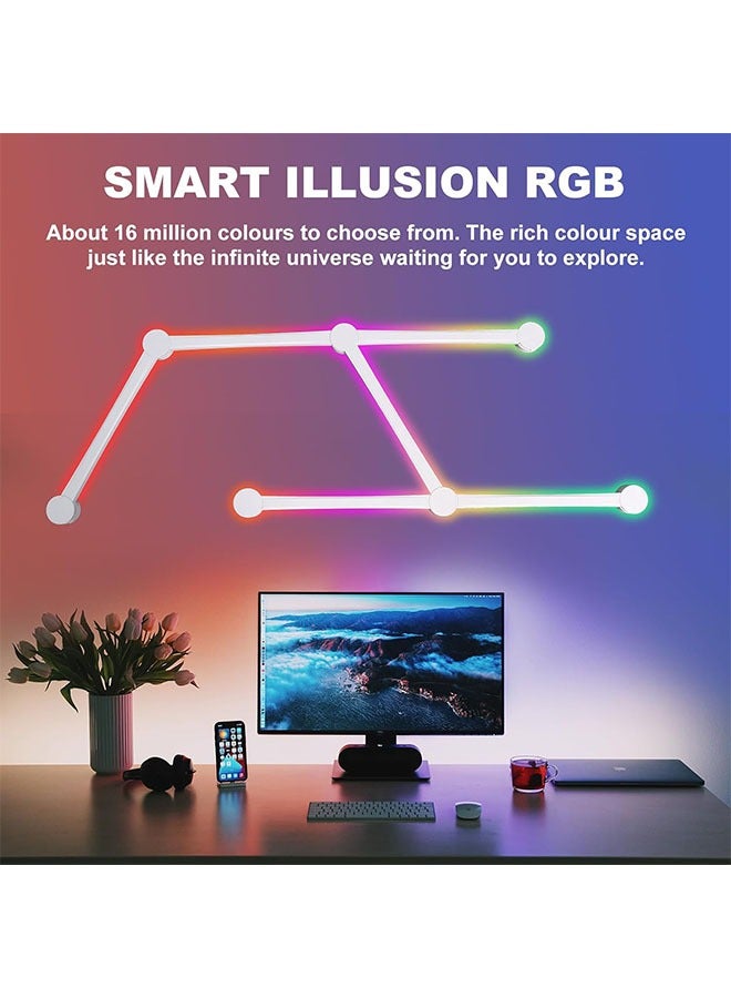 صحراء الواحة خطوط إضاءة ألعاب ذكية LED بتقنية Wi-Fi RGB، أشرطة إضاءة ديكورية إبداعية للحائط المنزلي مع أكثر من 16 مليون لون وأكثر من 40 وضع استشعار، إضاءة حائط LED لغرفة الألعاب، غرفة المعيشة، غرفة النوم، USB (9 قطع، أبيض) - Image 5