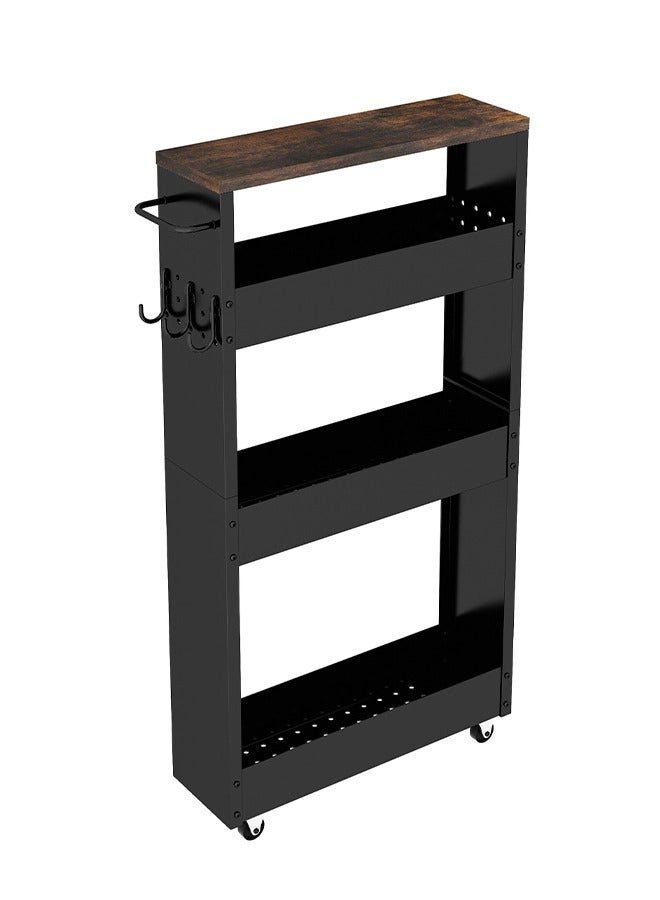 Slim Storage Cart, Kitchen Rolling Cart Narrow Storage Cabinet with Handle & Wheels, White Storage Tower for Kitchen Bathroom Laundry Small Places  - Image 1