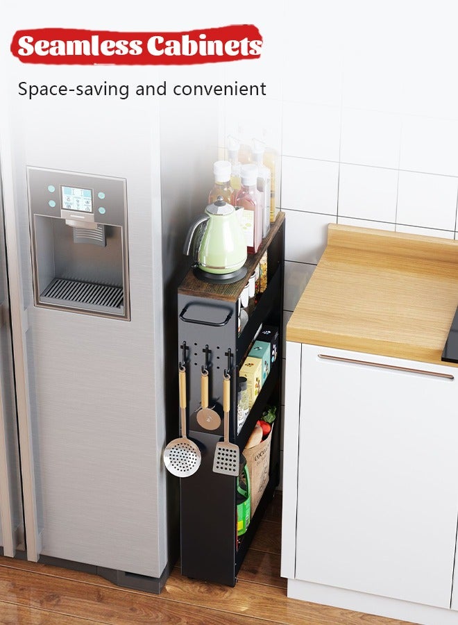 Slim Storage Cart, Kitchen Rolling Cart Narrow Storage Cabinet with Handle & Wheels, White Storage Tower for Kitchen Bathroom Laundry Small Places  - Image 2
