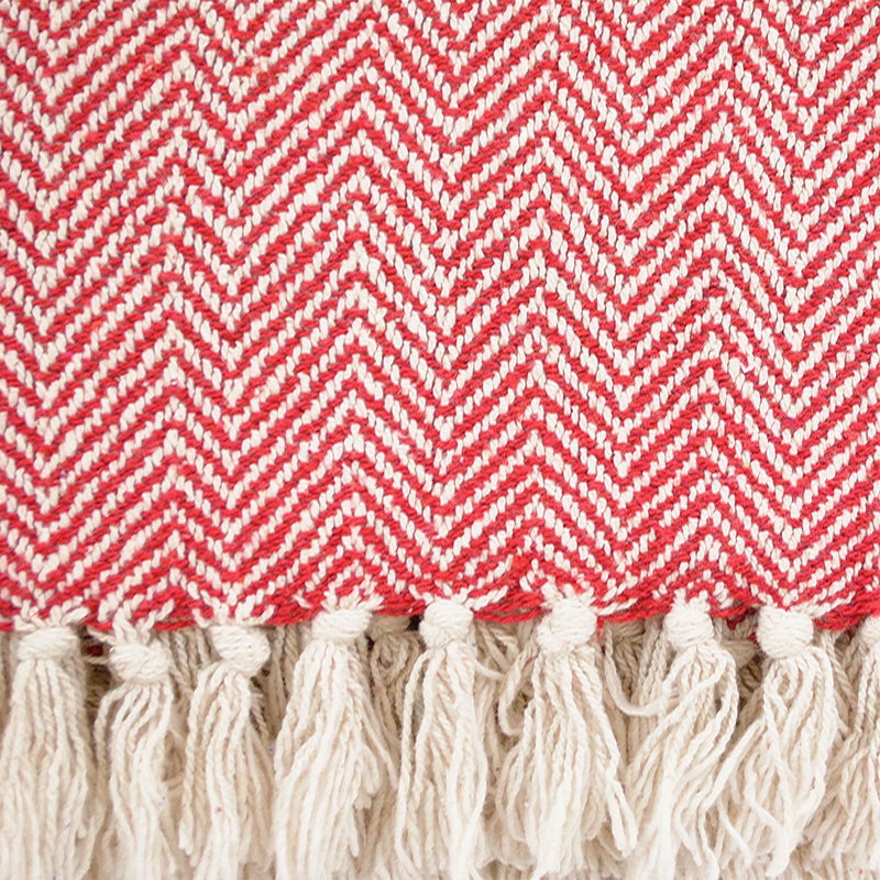 DII Chevron Throw Collection Handloomed Cotton, 50x60, Tango Red - Image 2
