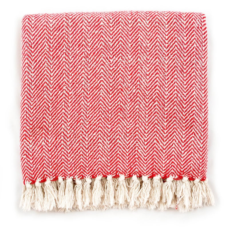 DII Chevron Throw Collection Handloomed Cotton, 50x60, Tango Red - Image 3