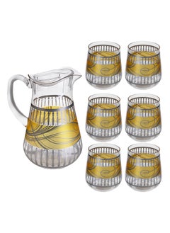 Life Smile Jug and Glasses Set - Arabic Turkish Acrylic Pitcher and Cups set | 2 Liters Capacity | BPA-Free And Shatter-Proof Great For Water,Iced Tea, Juices, Lemonade And Any Cold Drink (Design 1, Model 2)  - Image 1