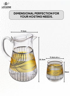 Life Smile Jug and Glasses Set - Arabic Turkish Acrylic Pitcher and Cups set | 2 Liters Capacity | BPA-Free And Shatter-Proof Great For Water,Iced Tea, Juices, Lemonade And Any Cold Drink (Design 1, Model 2)  - Image 3