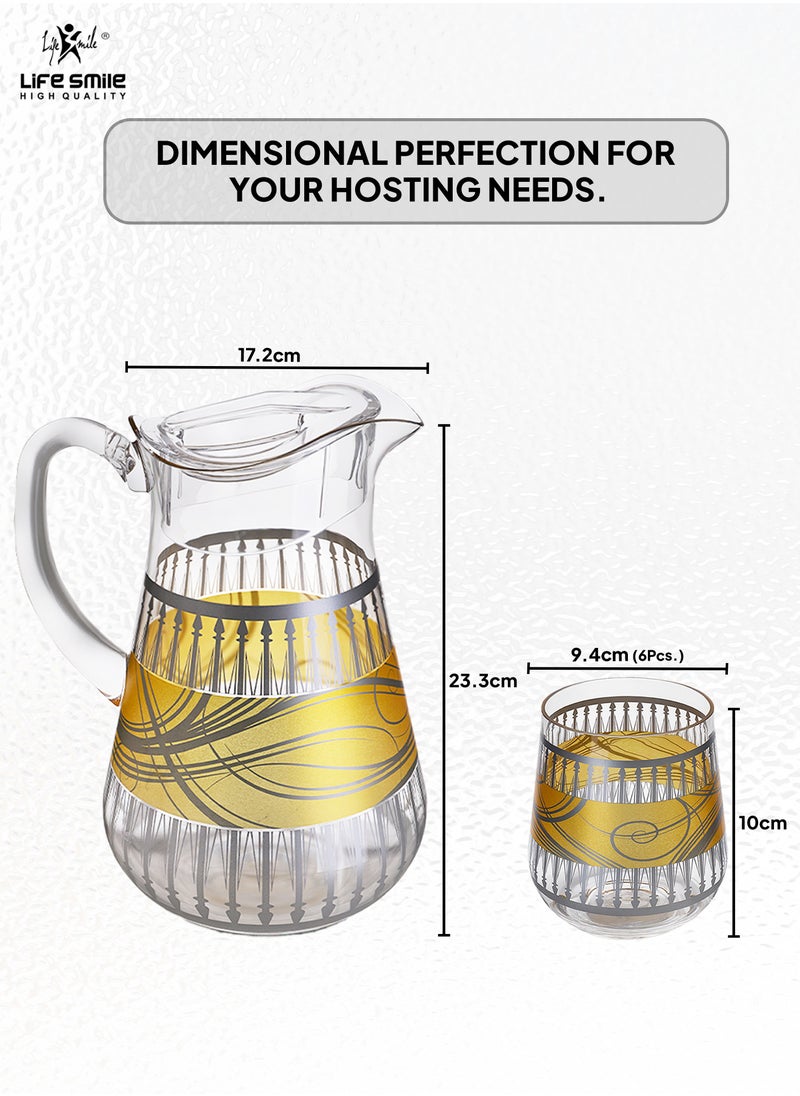 Life Smile - Jug and Glasses Set - Arabic Turkish Acrylic Pitcher and Cups set | 2 Liters Capacity | BPA-Free And Shatter-Proof Great For Water,Iced Tea, Juices, Lemonade And Any Cold Drink (Design 1, Model 2) - Image 1