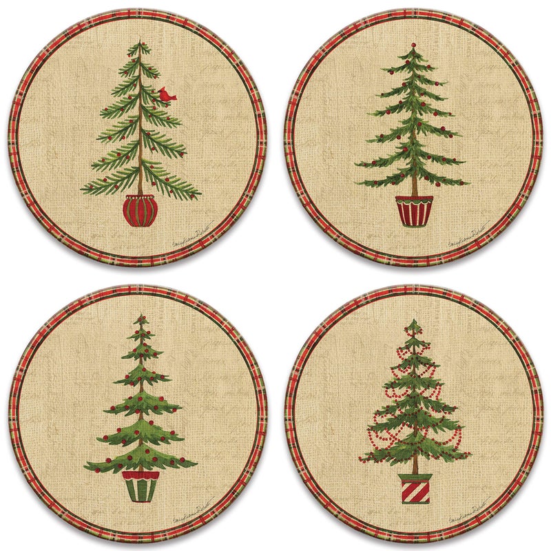 Natural Christmas Set of 4 Coasters