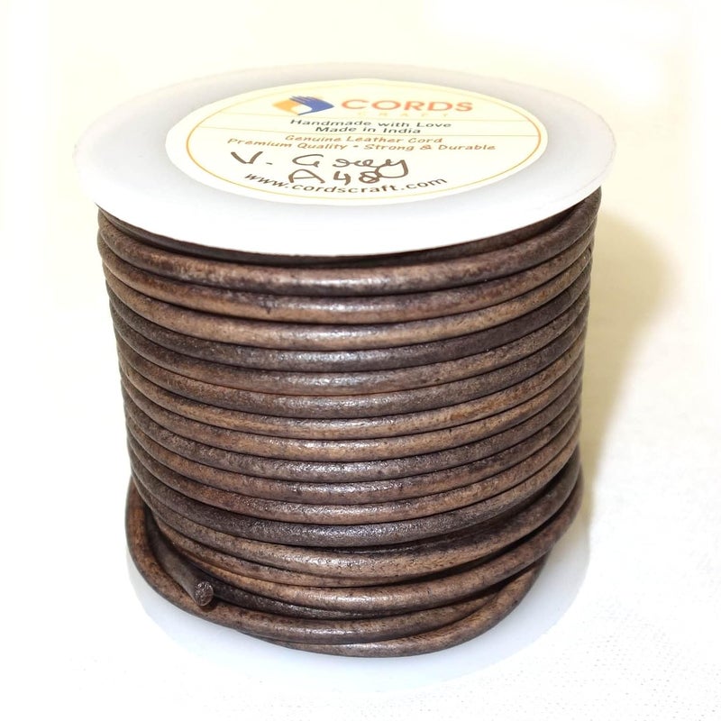 cords craft Round Leather Cord 3mm Leather Cording for Making Bracelets Necklaces Leather String Cord Distressed Vintage Smoke 30 - Image 4