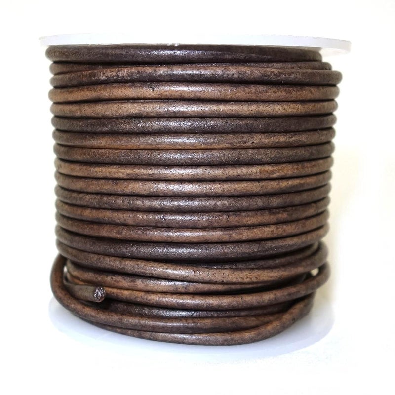 cords craft Round Leather Cord 3mm Leather Cording for Making Bracelets Necklaces Leather String Cord Distressed Vintage Smoke 30 - Image 2