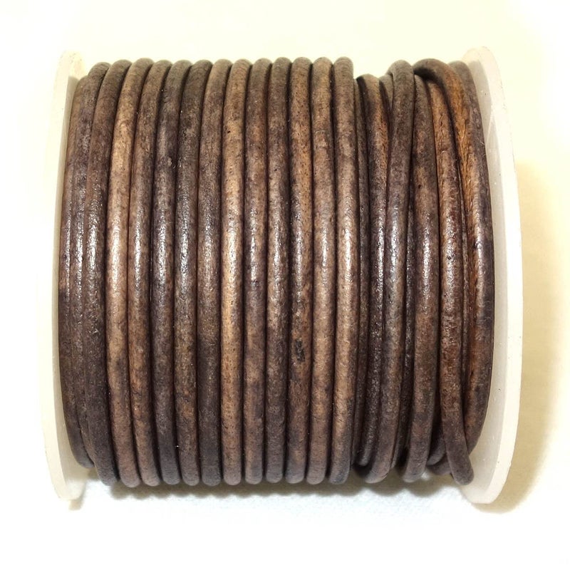 cords craft Round Leather Cord 3mm Leather Cording for Making Bracelets Necklaces Leather String Cord Distressed Vintage Smoke 30 - Image 5