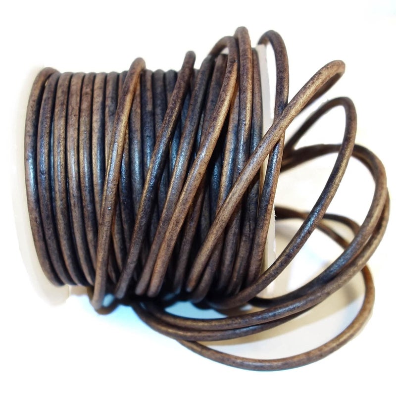 cords craft Round Leather Cord 3mm Leather Cording for Making Bracelets Necklaces Leather String Cord Distressed Vintage Smoke 30 - Image 1