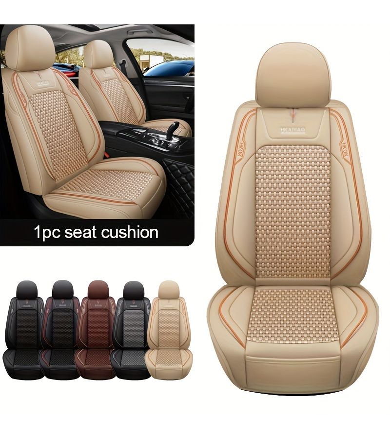 1 Seat Car Seat Cover Breathable Ice Silk Automotive Front Seat Cushion Vehicle Seat Defender 4 Seasons Red Size Car Accessories - Image 1