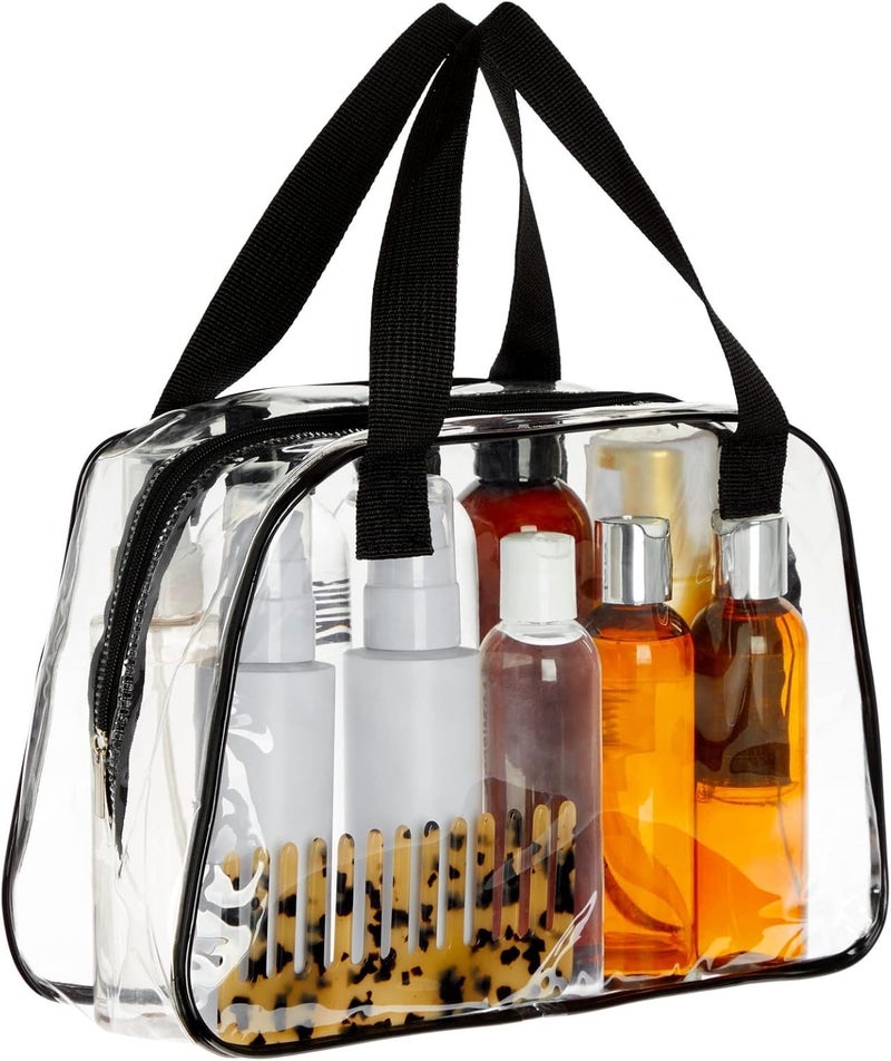 ZODACA Clear Stadium Bag - Quick Security Clear Bag for Stadium Events & Concerts - Waterproof PVC Transparent Travel Pouch for Toiletries - Secure Zipper Closure - 11 x 4 x 7 in, Transparent - Image 1