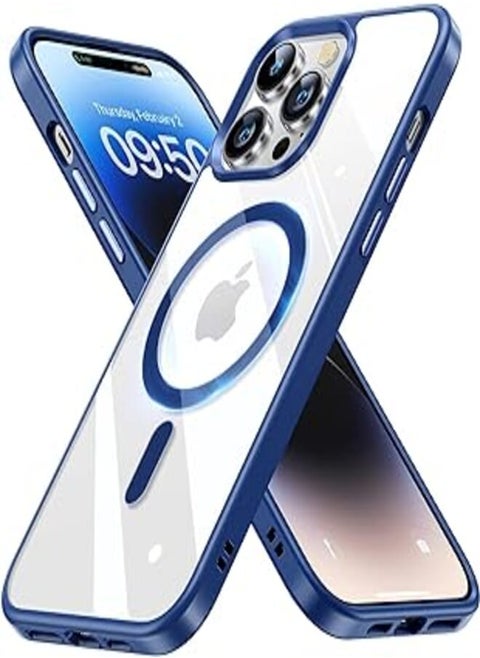 Dl3 Mobilak Case Magnetic Crystal Clear for iPhone 13 Pro (6.1 Inch) Case, [Compatible with MagSafe] [Not Yellowing] [Military Protection] [No.1 Strong Magnets] Slim Phone Case Thin Cover (Blue)