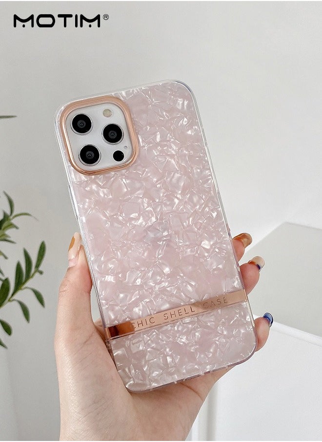 Motim Glitter Case for iPhone 14 Pearly Shell Pattern Hard PC Back Soft TPU Bumper Cover Slim Shockproof Protective Phone Case  - Image 1