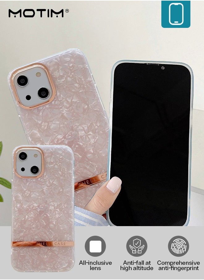 Motim Glitter Case for iPhone 14 Pearly Shell Pattern Hard PC Back Soft TPU Bumper Cover Slim Shockproof Protective Phone Case  - Image 5