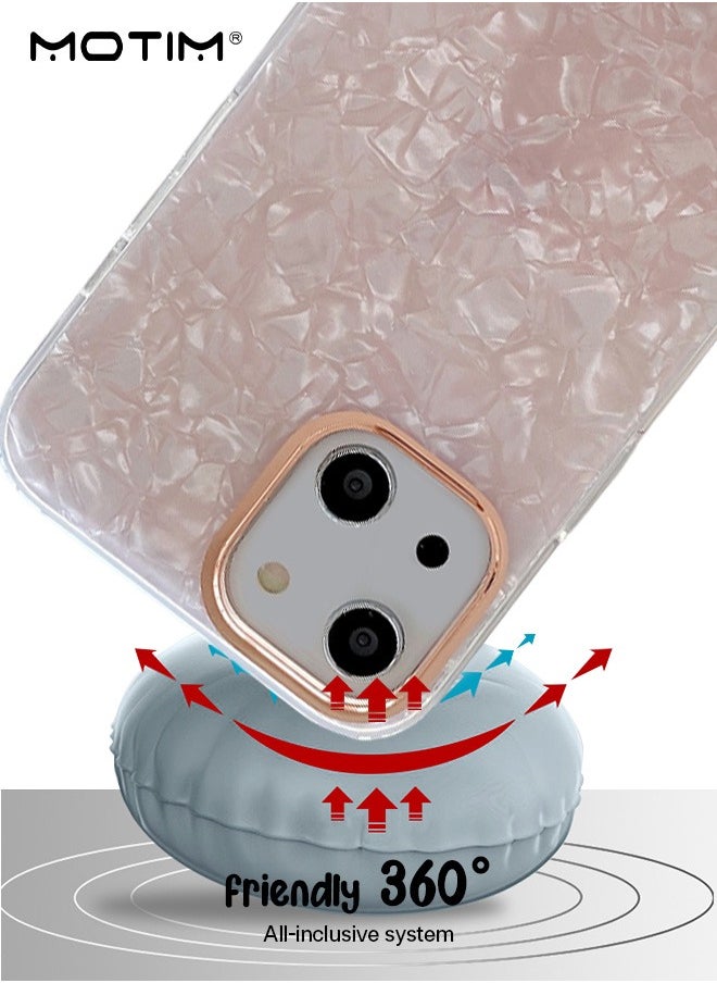 Motim Glitter Case for iPhone 14 Pearly Shell Pattern Hard PC Back Soft TPU Bumper Cover Slim Shockproof Protective Phone Case  - Image 2