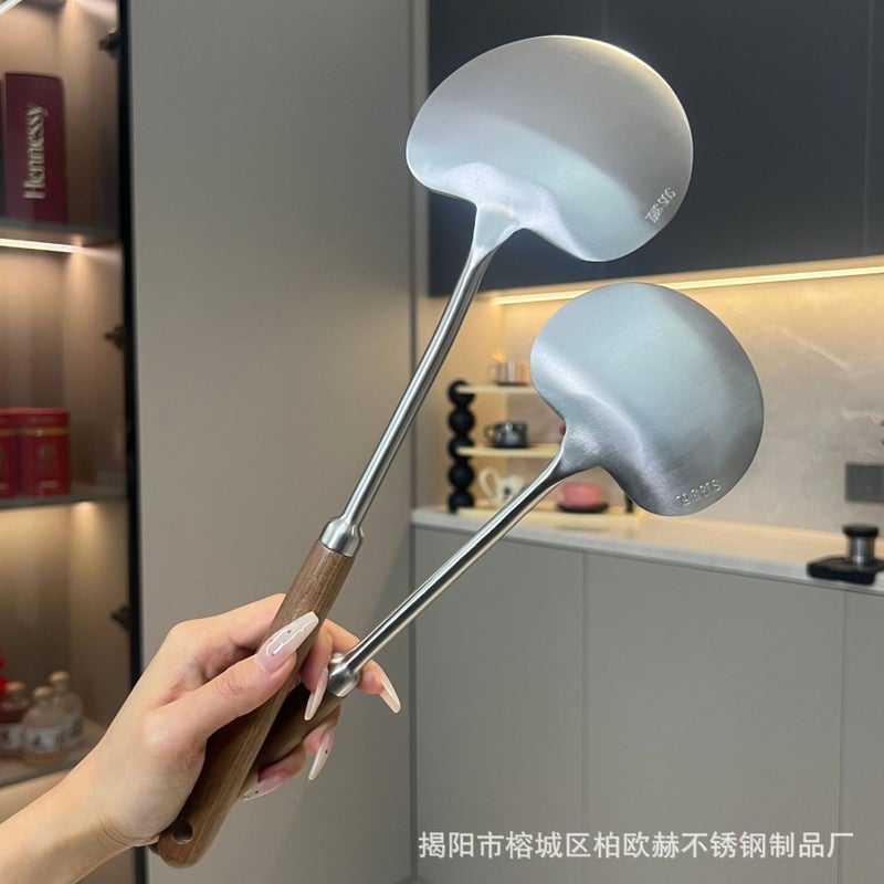 316 Stainless Steel Mushroom Shovel Walnut Shovel Frying Shovel Household Kitchen Stir-Frying Dishes Frying Meat Old Style Shovel Frying Spoon - Image 5