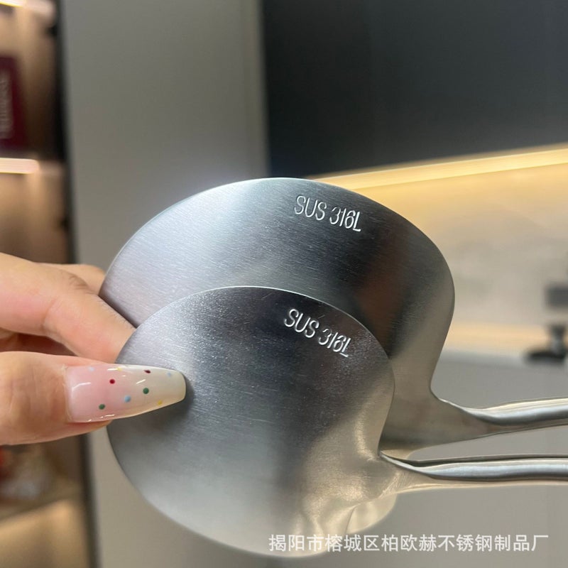 316 Stainless Steel Mushroom Shovel Walnut Shovel Frying Shovel Household Kitchen Stir-Frying Dishes Frying Meat Old Style Shovel Frying Spoon - Image 3