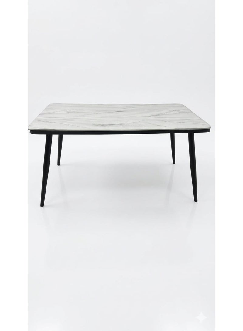 Marble dining table with 6 chairs and luxury seating. - Image 1