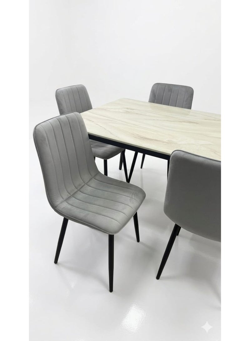 Marble dining table with 6 chairs and luxury seating. - Image 2
