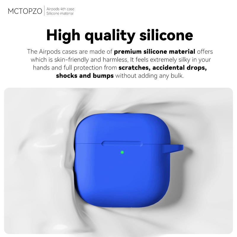 MCTOPZO for AirPods 4 Case 2024 Come with Cleaner Kit,Soft Silicone Protective Cover for Apple AirPods 4th Generation Cases with Keychain,Compatible with AirPod 4 Case for Women Men-Blue - Image 3