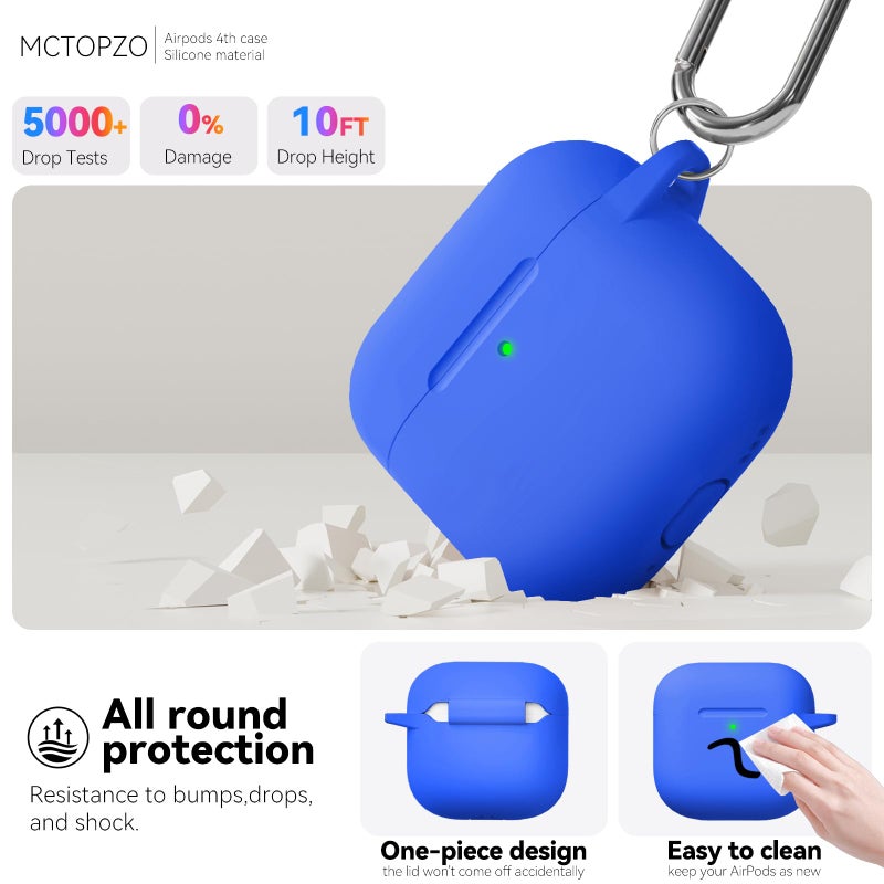 MCTOPZO for AirPods 4 Case 2024 Come with Cleaner Kit,Soft Silicone Protective Cover for Apple AirPods 4th Generation Cases with Keychain,Compatible with AirPod 4 Case for Women Men-Blue - Image 5