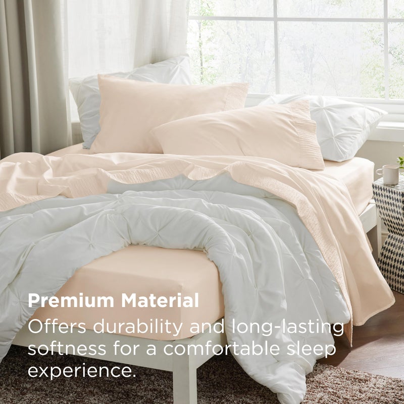 Bedsure California King Sheet Sets - 4 Pieces Soft Cal King Sheets - Breathable & Cooling - Hotel Luxury - Easy Care Polyester Microfiber Bedding for Women, Men, Light Beige - Image 5
