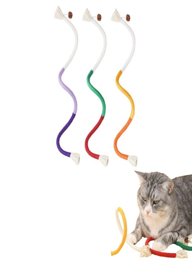 Cat Chew Rope,Catnip-Infused Organic Cotton Chew Rope Toys for Cats, Soft & Safe Dental Chew Toys for Indoor Cats, Self-Play and Teeth Cleaning (3PCS) - Image 1