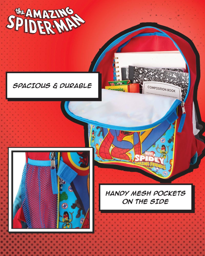 Fast Forward Spiderman Boys Backpack and Lunch Box Set - 14 Inch Schoolbag Backpack with Lunch Box for Preschool Kindergarten, Spidey Red/Blue - Image 4